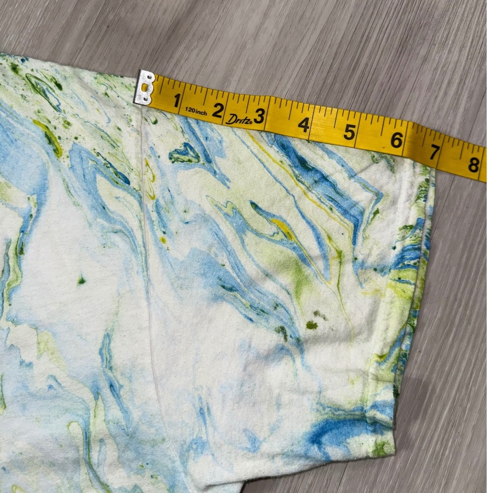 Colortone Key West Tie Dye Marble T-Shirt Mens Medium Green Blue Embroidered Tee - Picture 10 of 12